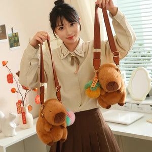 Kawaii Fluffy Capybara Plushies with Strap-Kawaii Dream