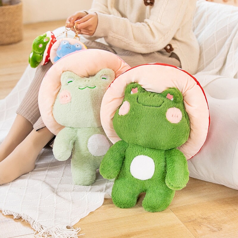 Kawaii Fluffy Mushroom Frog Family Plushies-Kawaii Dream