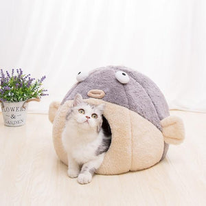 Kawaii Funny Pastel Pufferfish Cat Bed-Kawaii Dream