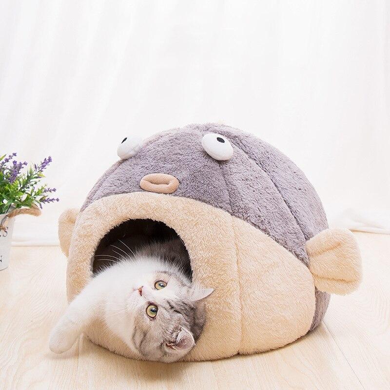 Kawaii Funny Pastel Pufferfish Cat Bed-Kawaii Dream