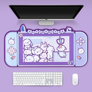 Kawaii Gamer Bunny Corgi Large Mouse Pad with Ears Collection-Kawaii Dream