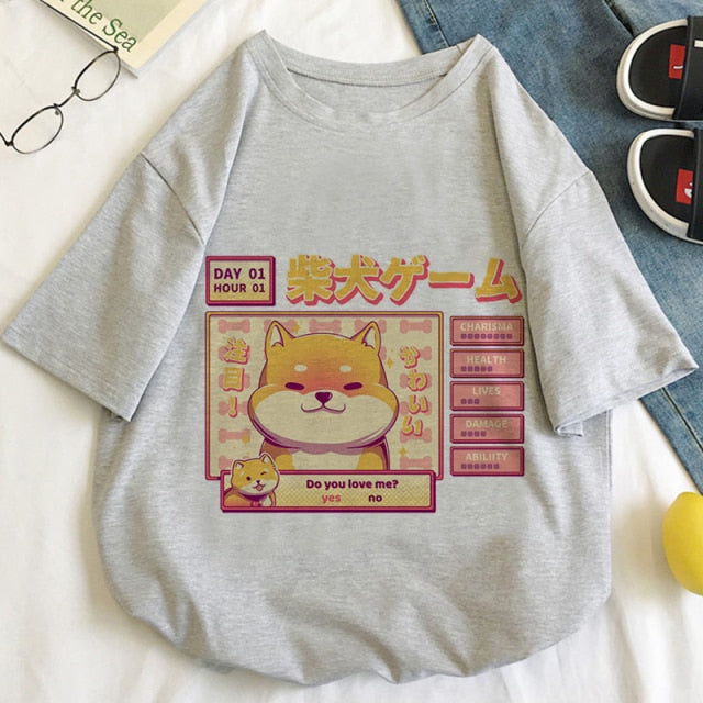 Kawaii Gamer Shiba Inu Women's Tee Tops-Kawaii Dream