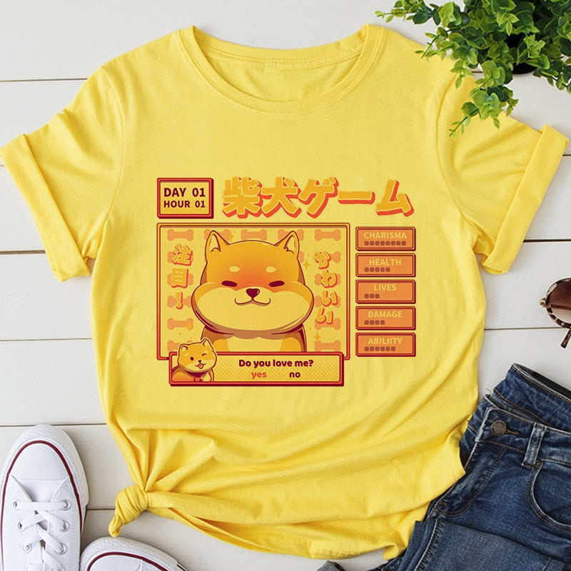 Kawaii Gamer Shiba Inu Women's Tee Tops-Kawaii Dream