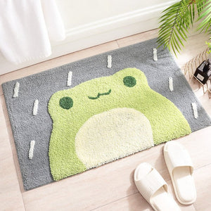 Kawaii Green Smiling Frog Bathroom Mat-Kawaii Dream