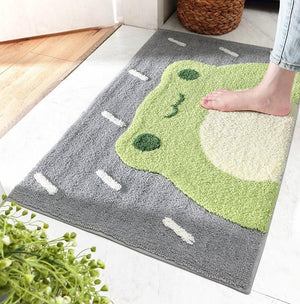 Kawaii Green Smiling Frog Bathroom Mat-Kawaii Dream