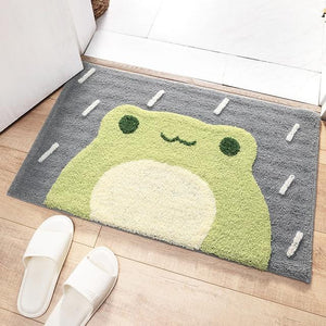 Kawaii Green Smiling Frog Bathroom Mat-Kawaii Dream
