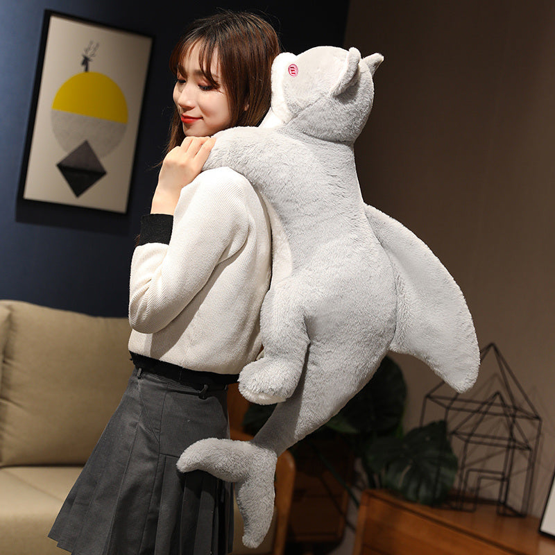 Kawaii Grey Half Cat Half Shark Combo Plushie-Kawaii Dream