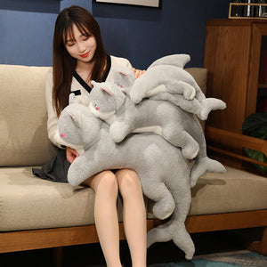 Kawaii Grey Half Cat Half Shark Combo Plushie-Kawaii Dream