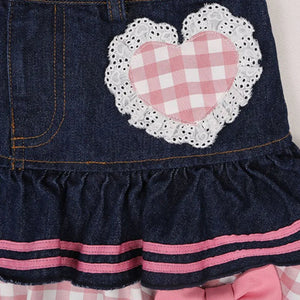 Kawaii Harajuku Japanese-themed Lolita Mini Denim Checked Women's Skirt-Kawaii Dream