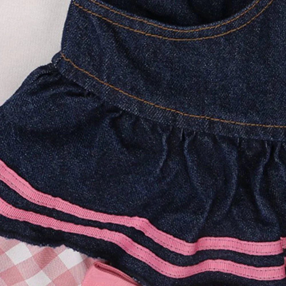 Kawaii Harajuku Japanese-themed Lolita Mini Denim Checked Women's Skirt-Kawaii Dream