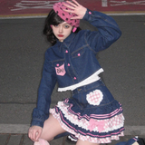 Kawaii Harajuku Japanese-themed Lolita Mini Denim Checked Women's Skirt-Kawaii Dream