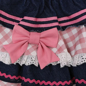 Kawaii Harajuku Japanese-themed Lolita Mini Denim Checked Women's Skirt-Kawaii Dream