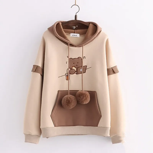 Kawaii Harajuku Style Bear Two-tone Hoodies-Kawaii Dream