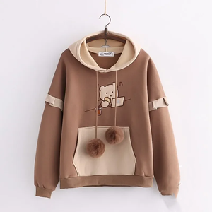 Kawaii Harajuku Style Bear Two-tone Hoodies-Kawaii Dream