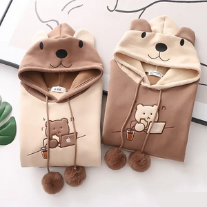 Kawaii Harajuku Style Bear Two-tone Hoodies-Kawaii Dream