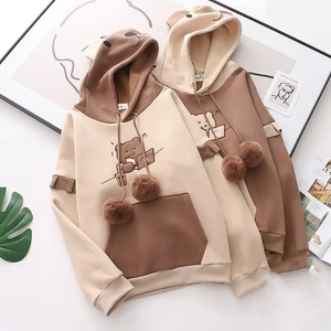 Kawaii Harajuku Style Bear Two-tone Hoodies-Kawaii Dream