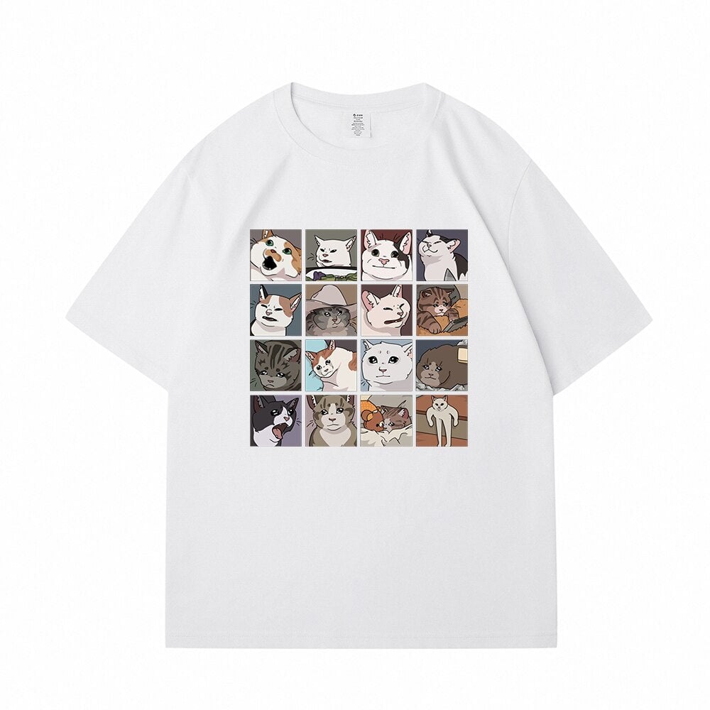 Kawaii Illustrated Cats Meme V3 Unisex Tee Top-Kawaii Dream