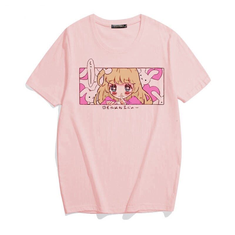 Kawaii Japanese Anime Bunny Blonde Girl Graphic Tee-Kawaii Dream