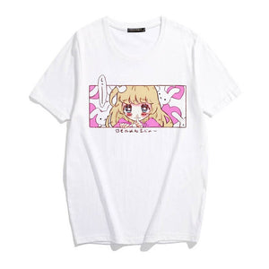 Kawaii Japanese Anime Bunny Blonde Girl Graphic Tee-Kawaii Dream