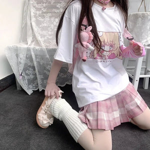 Kawaii Japanese Anime Bunny Blonde Girl Graphic Tee-Kawaii Dream