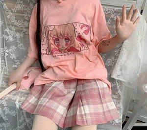 Kawaii Japanese Anime Bunny Blonde Girl Graphic Tee-Kawaii Dream