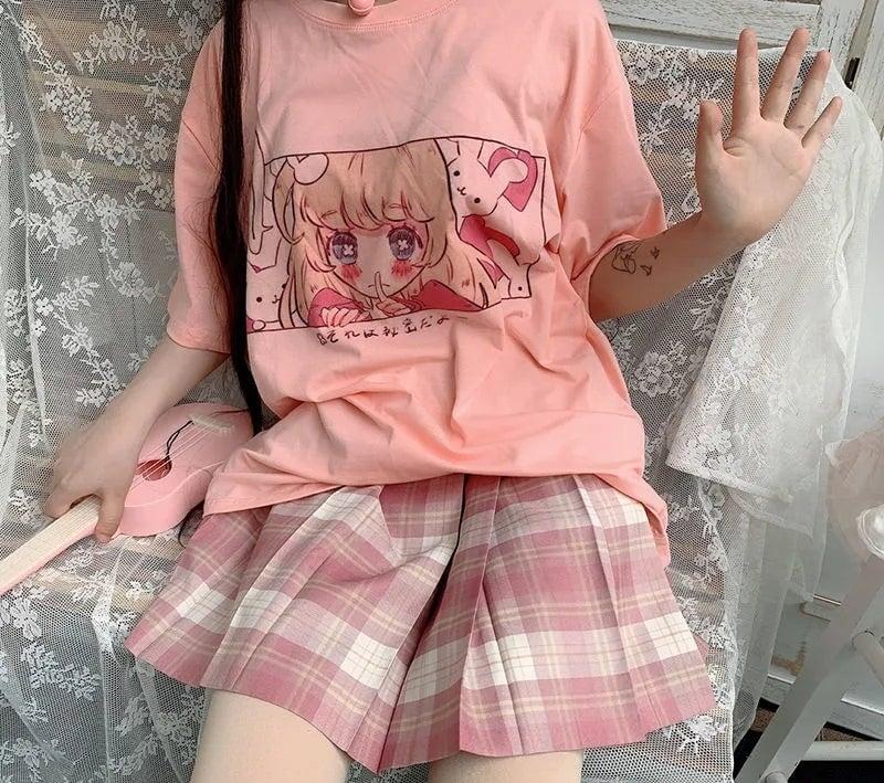 Kawaii Japanese Anime Bunny Blonde Girl Graphic Tee-Kawaii Dream