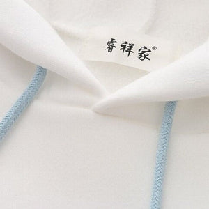 Kawaii Japanese Kanji Embroidery Wave Hoodie-Kawaii Dream