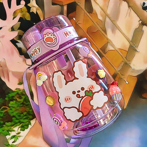 Kawaii Jumbo Bear & Bunny Bottle Flask with Strap-Kawaii Dream
