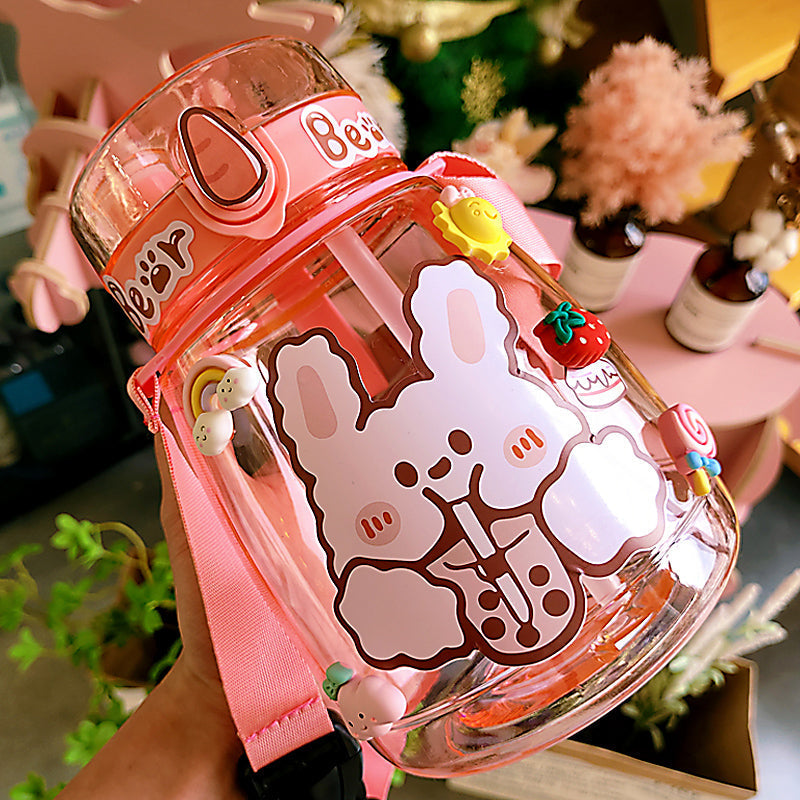 Kawaii Jumbo Bear & Bunny Bottle Flask with Strap-Kawaii Dream