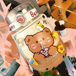 Kawaii Jumbo Bear & Bunny Bottle Flask with Strap-Kawaii Dream