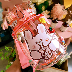 Kawaii Jumbo Bear & Bunny Bottle Flask with Strap-Kawaii Dream