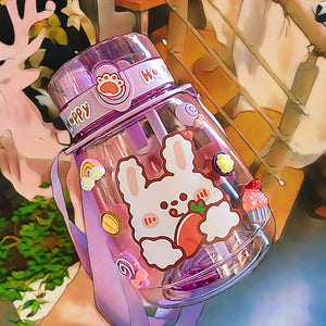 Kawaii Jumbo Bear & Bunny Bottle Flask with Strap-Kawaii Dream