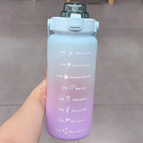 Kawaii Jumbo Plastic 2000ml Water Bottle With Time Marker & Straw-Kawaii Dream