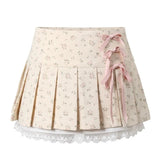 Kawaii Lace Bow Mini Ruffle Skirt-Kawaii Dream