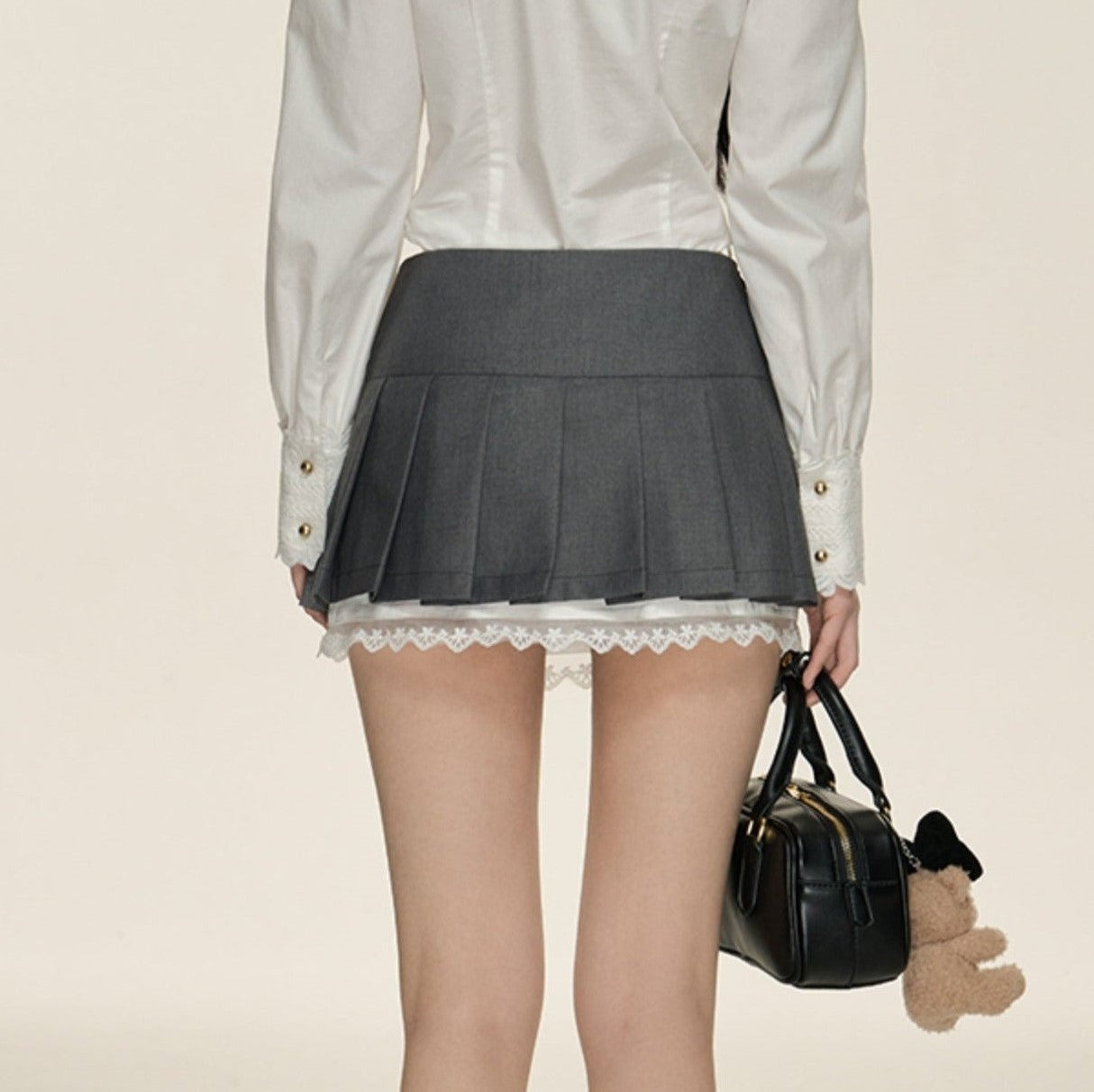 Kawaii Lace Bow Mini Ruffle Skirt-Kawaii Dream