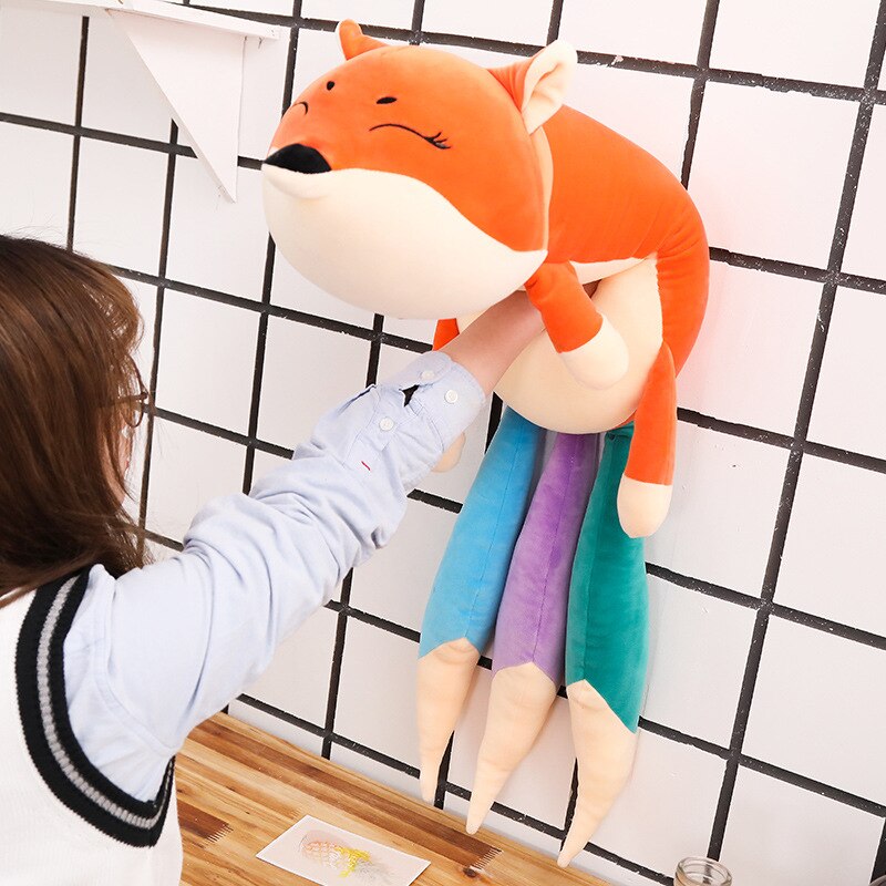 Kawaii Long Three Tail Fox Red Pink Orange Plushies-Kawaii Dream