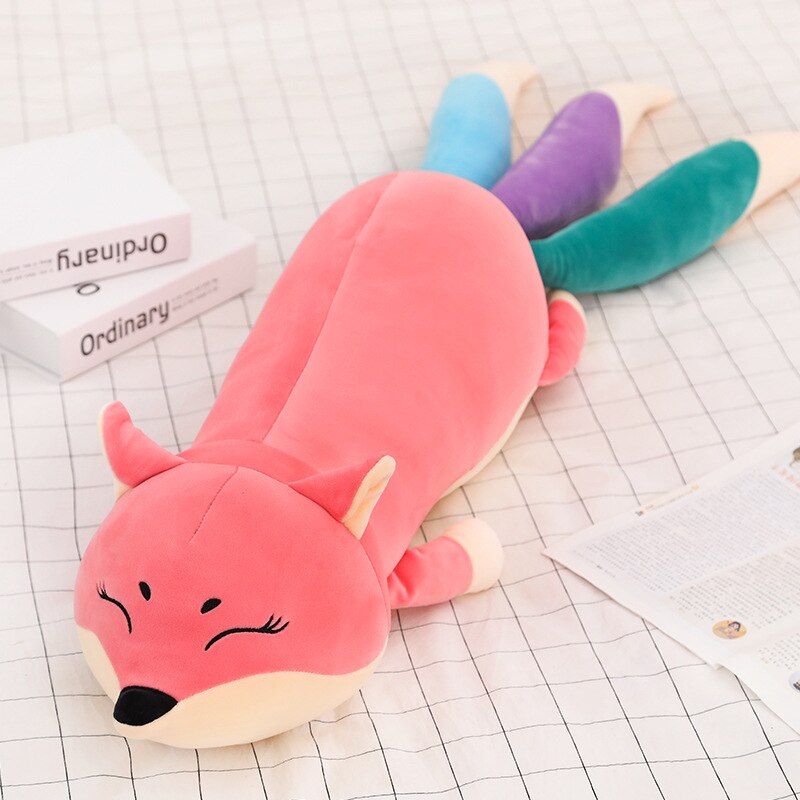 Kawaii Long Three Tail Fox Red Pink Orange Plushies-Kawaii Dream