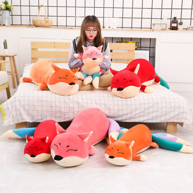 Kawaii Long Three Tail Fox Red Pink Orange Plushies-Kawaii Dream