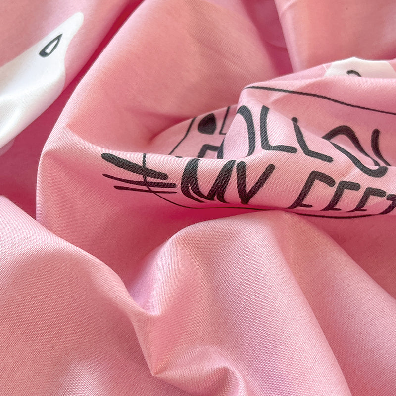 Kawaii Pink Cat Print Bedsheet Only-Kawaii Dream