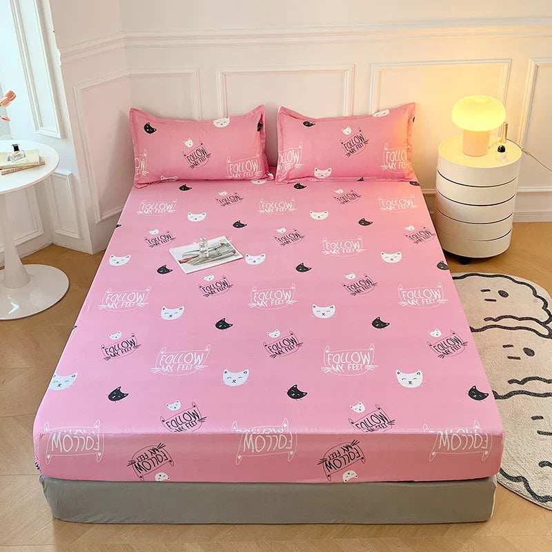 Kawaii Pink Cat Print Bedsheet Only-Kawaii Dream