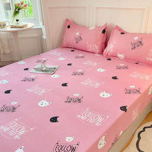 Kawaii Pink Cat Print Bedsheet Only-Kawaii Dream