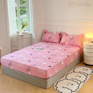 Kawaii Pink Cat Print Bedsheet Only-Kawaii Dream