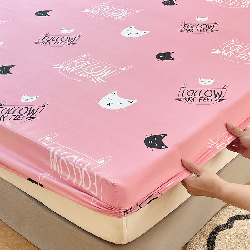 Kawaii Pink Cat Print Bedsheet Only-Kawaii Dream