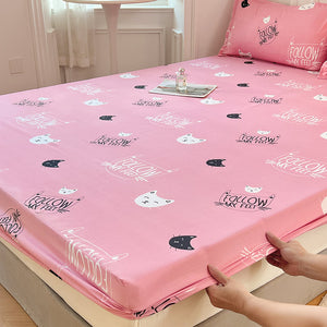 Kawaii Pink Cat Print Bedsheet Only-Kawaii Dream