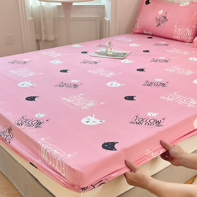 Kawaii Pink Cat Print Bedsheet Only-Kawaii Dream
