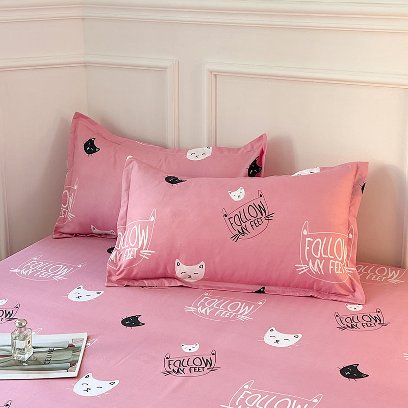 Kawaii Pink Cat Print Bedsheet Only-Kawaii Dream