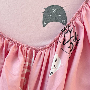 Kawaii Pink Cat Print Bedsheet Only-Kawaii Dream