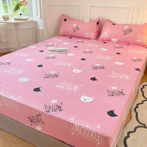 Kawaii Pink Cat Print Bedsheet Only-Kawaii Dream