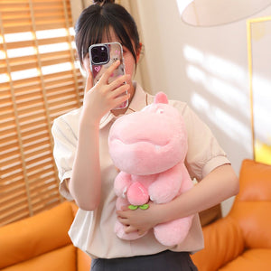 Kawaii Pink Green Fluffy Dinosaur Plushies-Kawaii Dream
