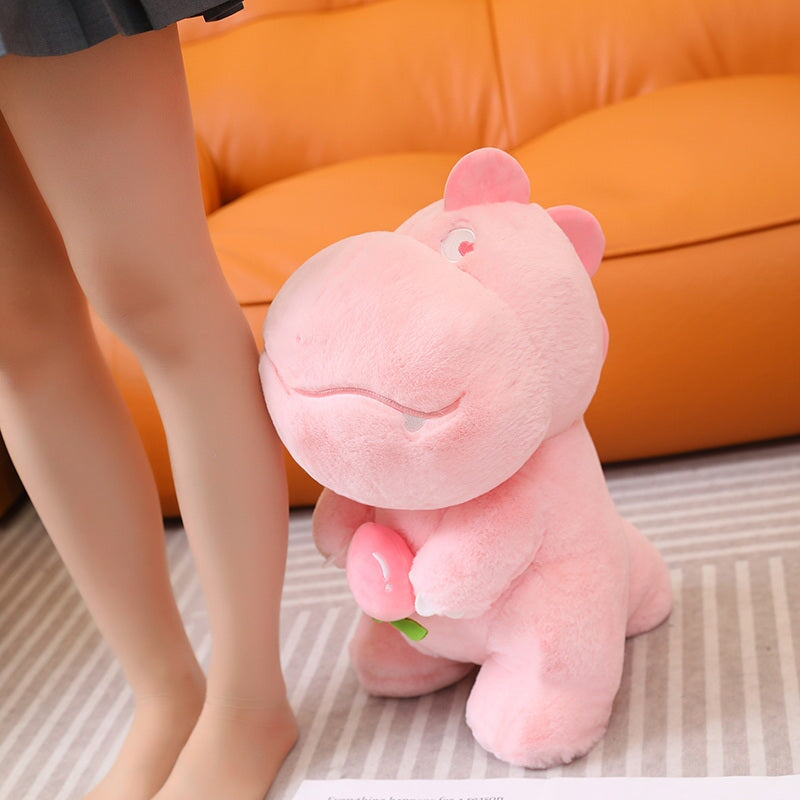 Kawaii Pink Green Fluffy Dinosaur Plushies-Kawaii Dream